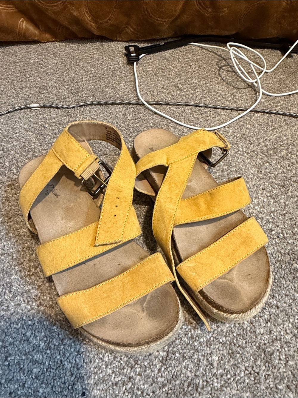 a new day Yellow Suede Strappy Platform Sandals